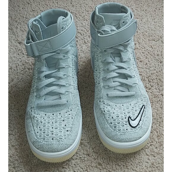 Nike Men's Air Force 1 Ultra Flyknit Mid Wolf Grey Custom Patch Size 9 - Picture 1 of 8
